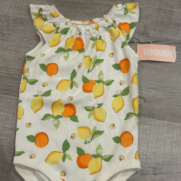NWT Gymboree lemon/ citrus pattern sleeveless cotton baby onesie 12-18 months - Picture 4 of 6